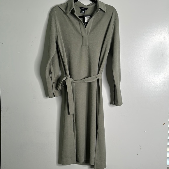 Club Monaco sage green midi dress tie belt side slits size small p - Picture 8 of 9